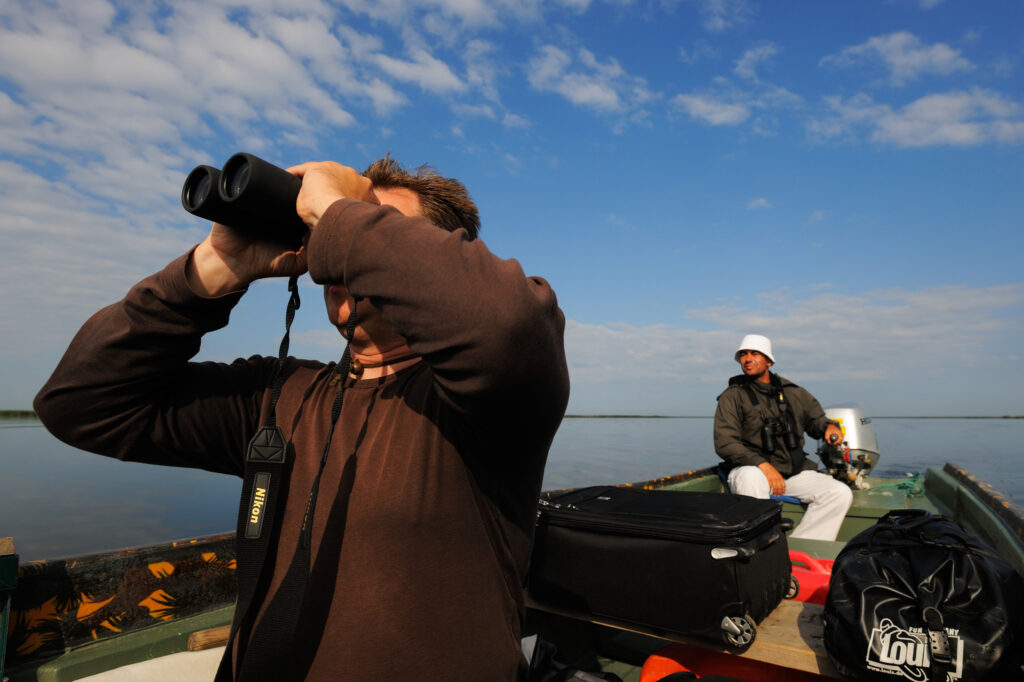 Birdwatcher Cristian Mititelu, wildlife watching tourism, Danube delta rewilding area, Romania